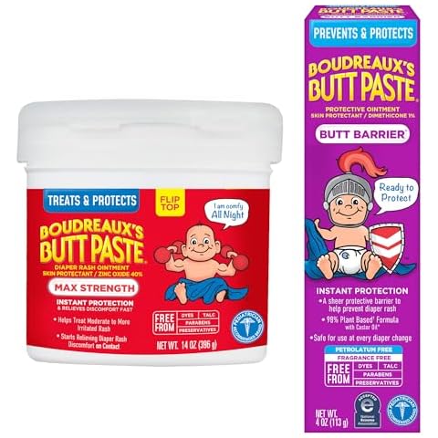 Boudreaux's Butt Paste 4oz Butt Barrier Ointment and 14oz jar Max. Strength Diaper Rash Ointment Cover