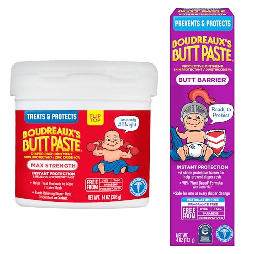 Image of Boudreaux's Butt Paste 4oz Butt Barrier Ointment and 14oz jar Max. Strength Diaper Rash Ointment