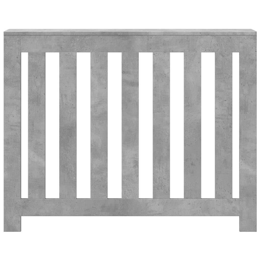 Revestimiento para radiadores de color gris hormigón, material de madera, 104 x 20 x 82 cm, con diseño de lamas, práctica superficie de almacenamiento, duradera y resistente a la humedad