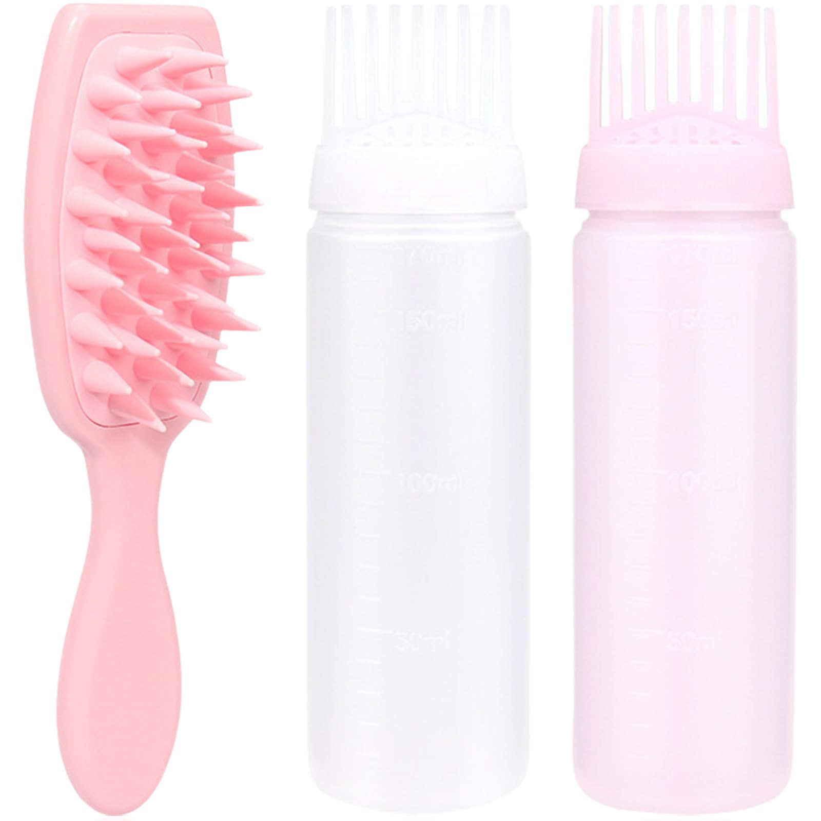 Applicateur Huile Cheveux, 2 Pièces Pinceau Coloration Cheveux, Flacons Applicateurs en Plastique, Peigne de Racine Applicateur, Bouteille de Teinture pour Cheveux avec Brosse