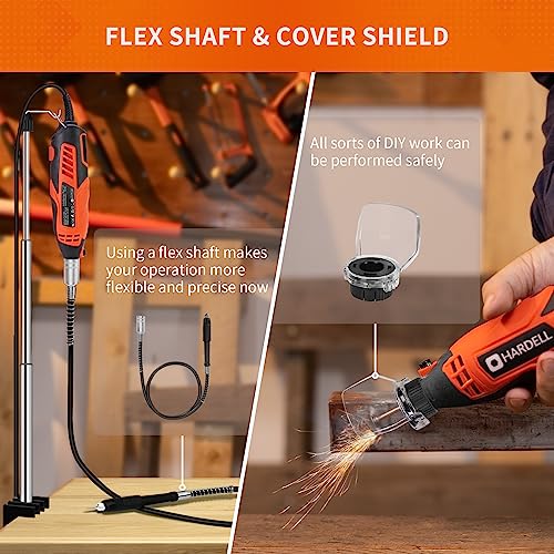 Hardell A41-HDRT0160-1 Rotary Tool Kit, 160W Power Rotary Tool With Flex Shaft - 7 Variable Speed From 8000 To 35000Rpm thumb #2