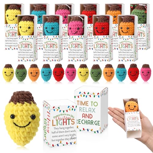 Soulchen 24 Set Christmas Coworker Gifts Bulk Colorful Crochet Light