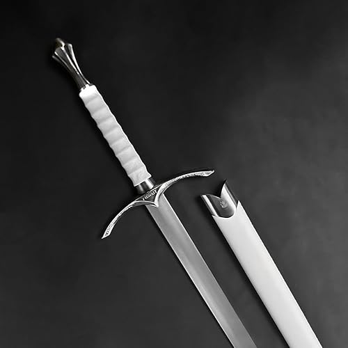 Miniatura 5 de Espada medieval con una mano, hoja sin brillo. Para colección, regalo, espectáculo, feria, cosplay y LARP (blanco mago)