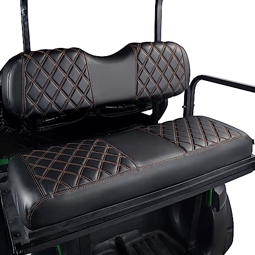 NOKINS Golf Cart Rear Seat Cover, No Stapler Required, Golf Cart Vinyl Replacement Seat Cover Fits EZGO Club Car Yamaha for Standard Seat Cushion Aftermarket Back Seat Kit Brown Stitching