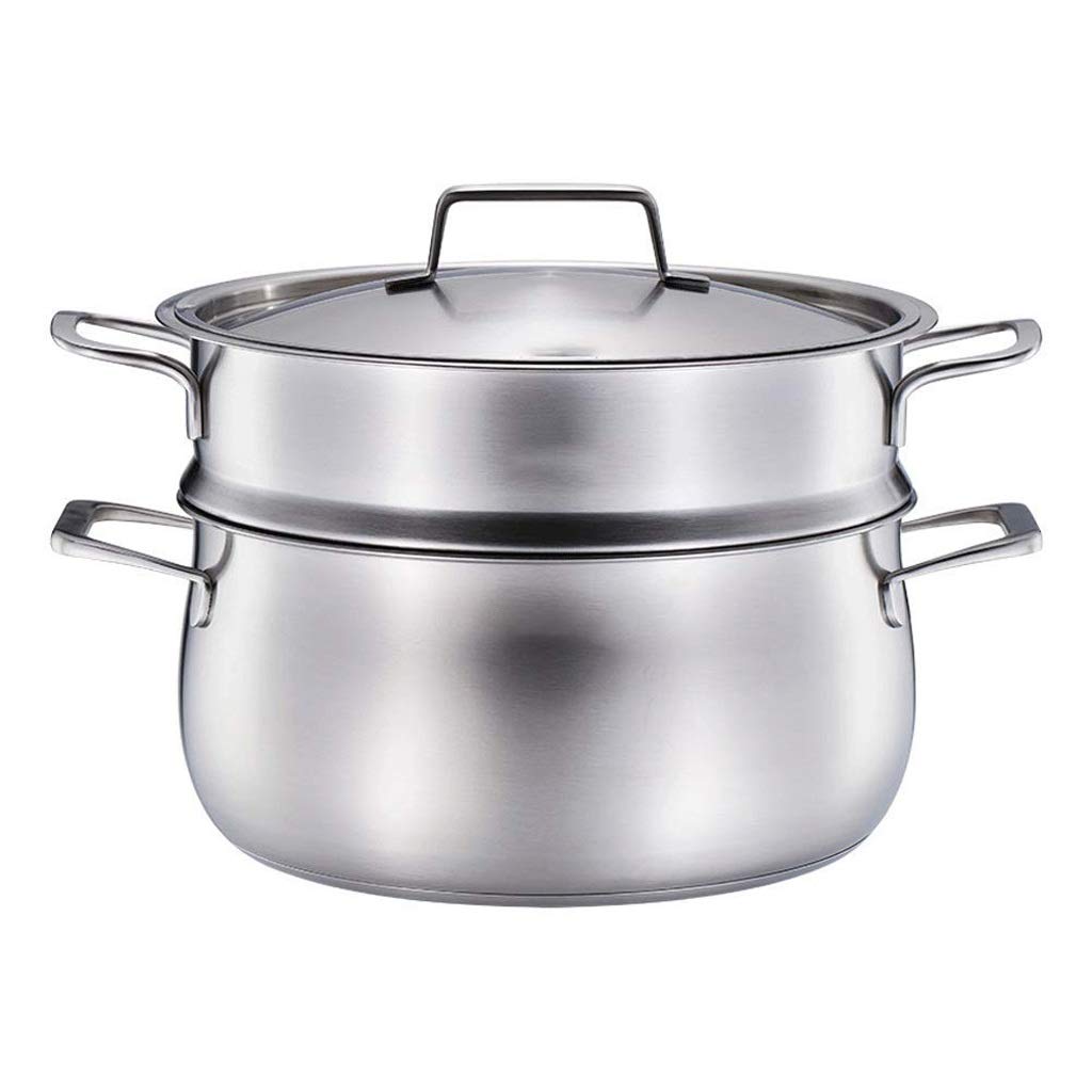 Vaporera de Acero Inoxidable, vaporera con Tapa de Vidrio y vaporera de Alimentos con Espejo Pulido Cestas apilables libremente