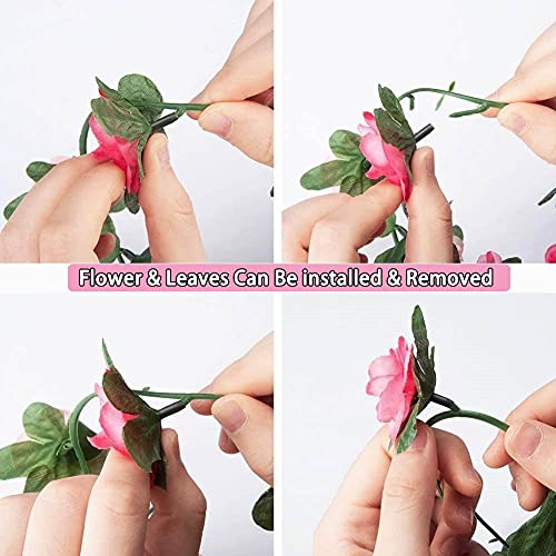 Weispark Fake Flowers - 4Pcs 8.2 Ft Artificial Rose Vine Flower Plants Hanging Rose Ivy For Home Hotel Office Wedding Party Garden Craft Art Décor (Pink) #TOP6