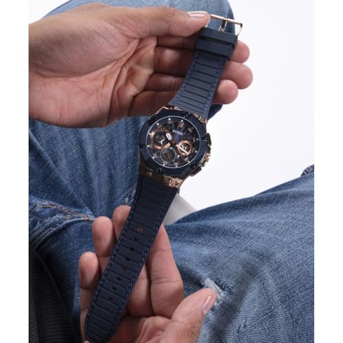 Image of Guess Round 44mm Navy Dial Analog Men Watch - GW0487G4