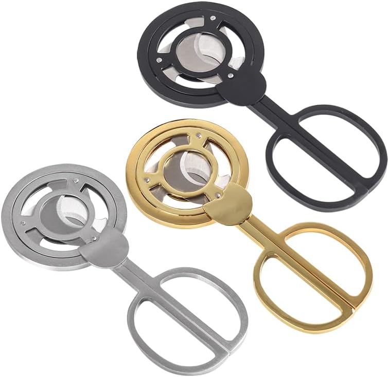 Stainless Steel Cigar Cutter, Professional Double Blade Scissors, Precision Handheld Cutting Tool, Portable Travel Accessory, Silver(Black)
