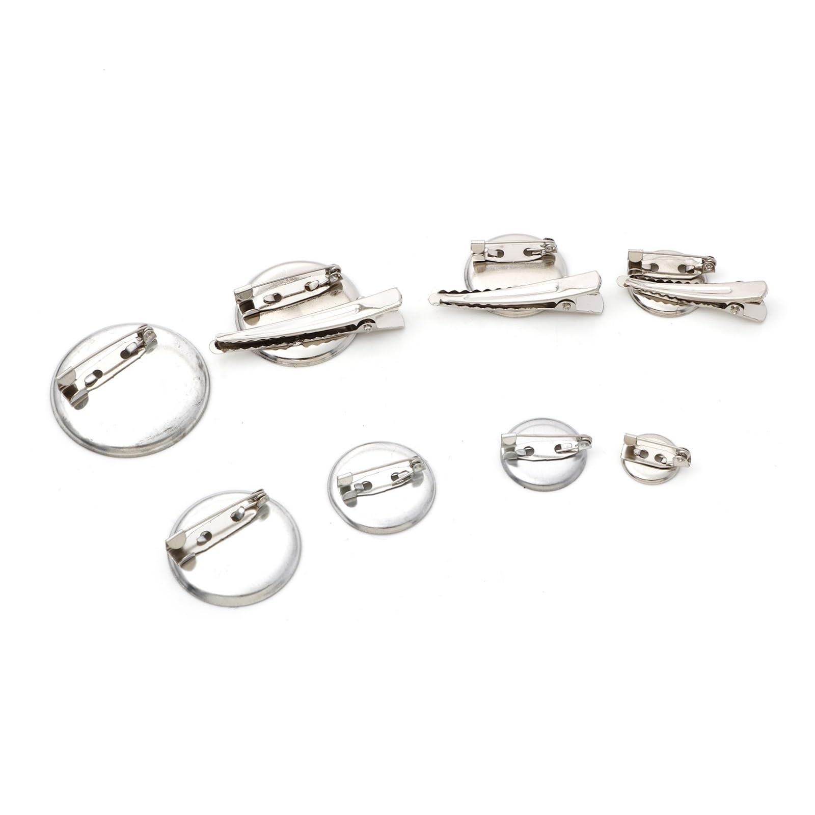 Bandejas de alfileres de broche con, broches Base 50 broches de aleación de hierro, color plateado, redondo, de metal, en blanco, con cierre seguro, for hacer joyas (color: plata, tamaño: 1.575 x 0.90