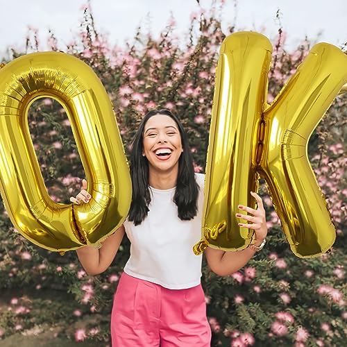 Image of Letter Balloons Gold Party Balloon - 40 Inch Large Gold Letter K Balloon, Letter Balloon Birthday Decorations, Balloon for Women Men Anniversary Party Decorations Supplies
