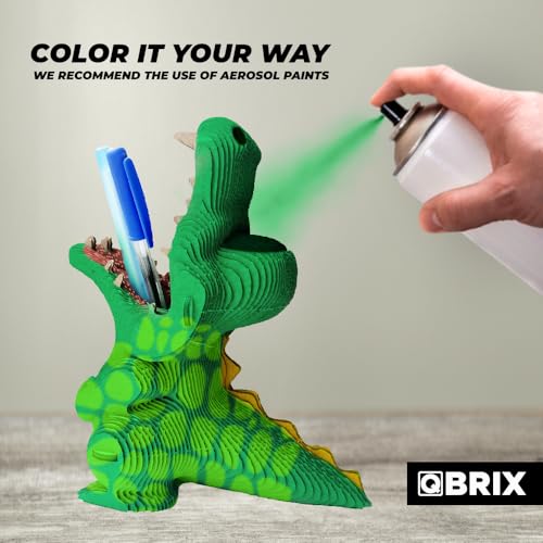 Image of QBRIX Crocodile Pen Holder 3D Puzzles for Adults, 3D Model Kit for Teens, DIY Crafts for Home Decor, Original Gift for Boys&Girls 14+, Cardboard Model Building Kit