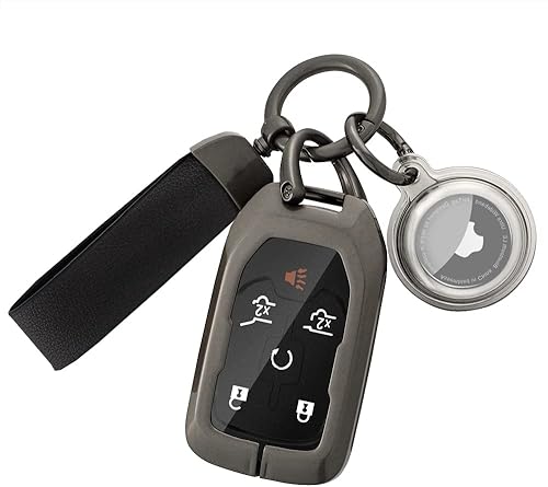 Kesenloe Funda para llavero GMC con llavero Airtag carcasa de metal para llave de automóvil protección completa para Chevrolet Chevy Silverado