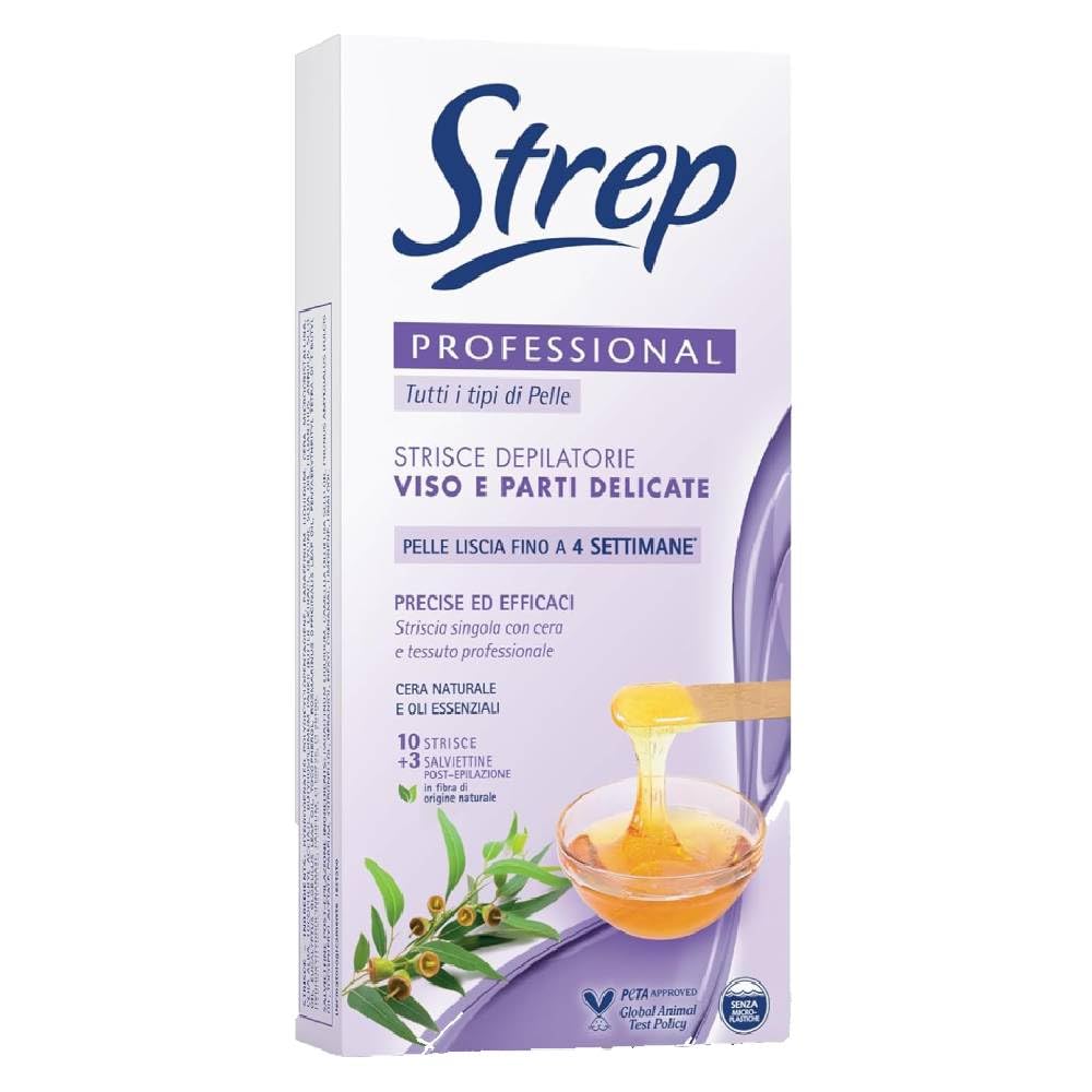 Strep Set 12 10 Strisce Viso-Partito Delicate Depilazione, Multicolore, Singolo