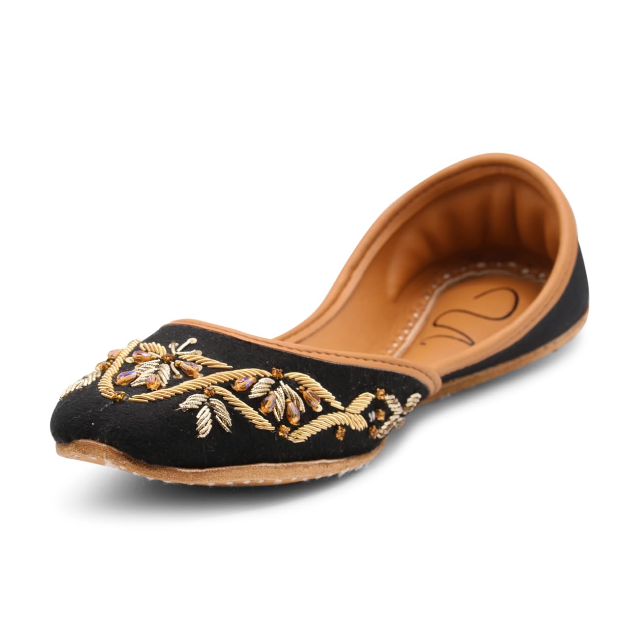 UJAALAWomen's Slip On Traditional Handmade Khussa Bridal Mojari Punjabi Jutti Ethnic Ballet Flats
