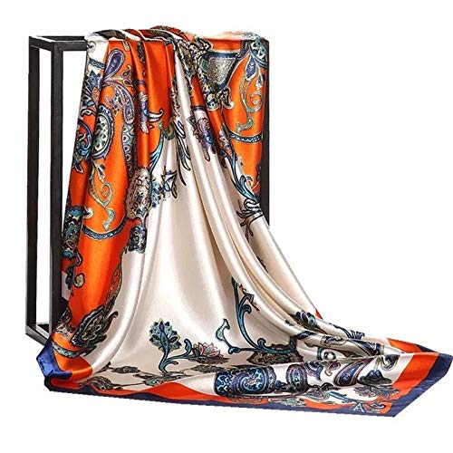 Châle Foulards en Soie Femmes Foulard Carré Dames Châle Wrap Silencieux Paréo Bandana Femme Mousseline de Soie Hijab Poncho Écharpes en Laine Écharpe Écharpe (13 90X90cm)