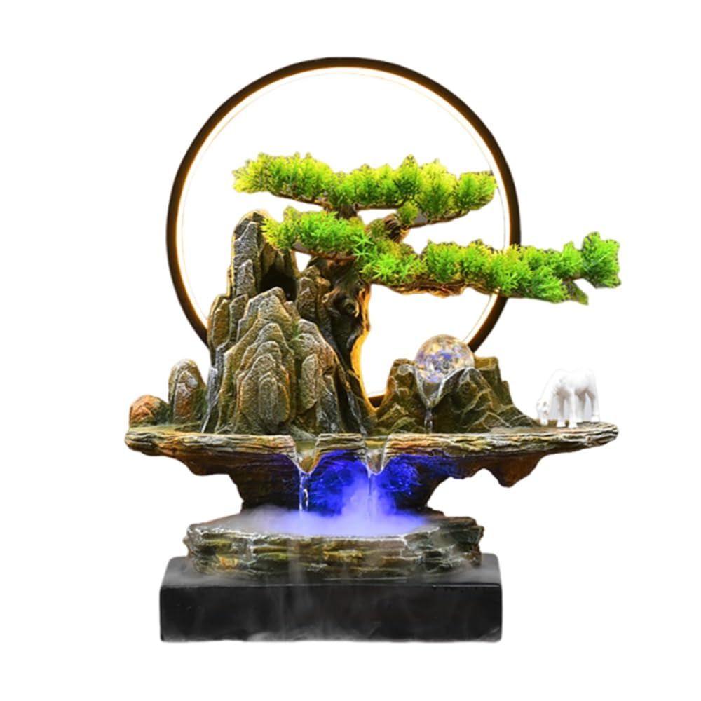Desktop fountain Desktop Circulating Water Fake Mountain Stream Fountain Landscape Decoration for Home and Office Desk waterfall decor