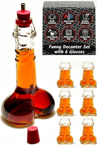 Decanter with Shot Glasses Set of 6 Cups for Bachelorette Party