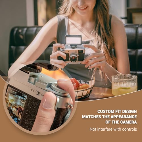 Image of JJC Metal Thumb Rest Grip for Fuji Fujifilm X Half Digital Camera, Hot Shoe Thumb Support for Stable and Safe Hand Hold, with Cold Shoe Adapter Mount for LED Light Microphone Attachment, Silver Color