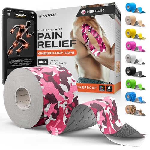 Kinesiology Tape-Incredible Support for Athletic Sports and Recovery+Free Taping Guide-Uncut 2 inch 16.4 feet Roll (Wild Pink Camo + Free Taping Guide, Pack of 1)