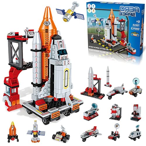 Juguete del Espacio Exterior del Transbordador Espacial Juego de Naves espaciales Stem 12 en 1 con Cohete y Lanzador para 6-12 años Regalos para niños Juego de Bloques de construcción, 566 Piezas Cover