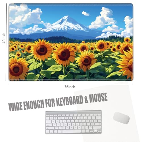 Image of Large Mouse Pad 36x24 Desk Mat Gaming Mousepad Sunflower Computer Mat 4XL Huge Desk Pad Oversized Giant Mouse Mat for Girl Women Office Work