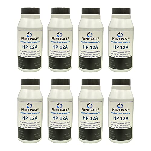 Image of Ultra Dark Toner Powder for Use in 12A, 15A, 49A, 53A, 55A, 28A, 26A, 05A, 280A, 79A, 16A, 11A, 51A, 64A, FX9, 103, 703, 903 (Pack of 8)