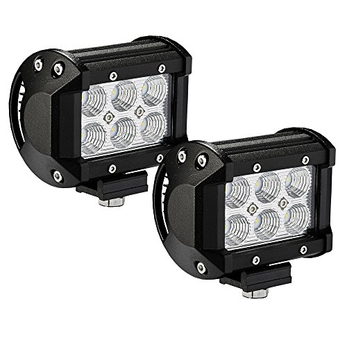 YITAMOTOR LED Light Bar 2PCS 18W 4inch Flood LED Light Pod Off Road Light Driving Light Fog Light Waterproof SUV ATV 4WD Golf Cart Pickup Boat Tractor Truck Trailer Mower 12V 24V, 2 Years Warranty