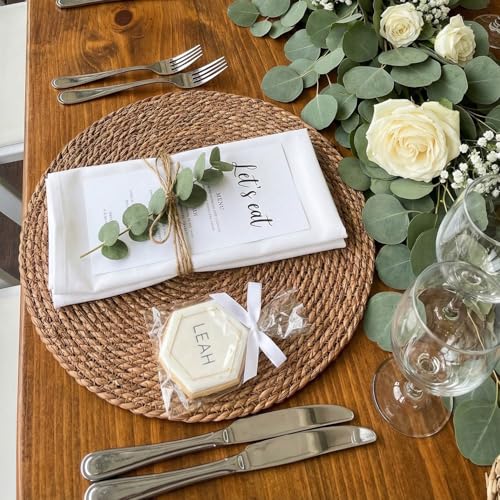 Image of Laquedecraft 13.8 inch Set of 10 Round Brown Seagrass Placemats | Boho Woven Rattan Table Mats | Farmhouse Wicker Spring Corn Husk Plate Chargers (Brown)