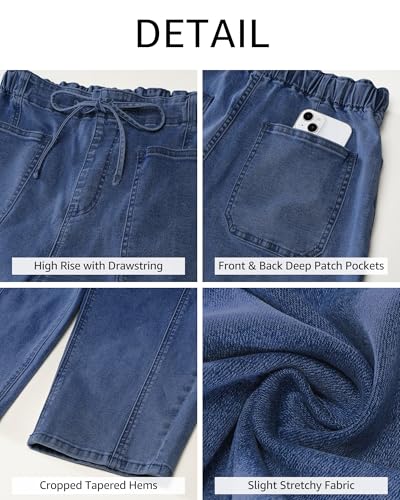 luvamia Blue Jeans for Women High Waisted Pull On Jeans for Women Women's Relaxed Fit Barrel Leg Pants Womens Stretchy Denim Cute Baggy Pants Medium Blue Size Medium Fits US 8-10