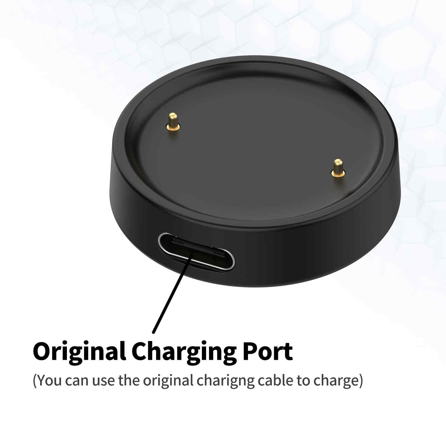 Compatible avec le chargeur Amazfit Bip 6, chargeur de station d'accueil de type C, base de charge de rechange pour Amazfit Active 2 Smartwatch Accessoires (noir + noir)