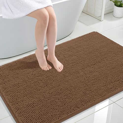 Image of OLANLY Large Bathroom Rugs 47x32, Extra Soft Absorbent Chenille Bath Rugs, Rubber Backing Quick Dry, Machine Washable Bath Mats for Bathroom Floor, Tub and Shower, Home Decor Accessories, Mocha