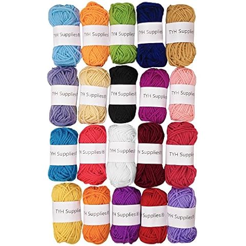 TYH Supplies 20 Skeins Bonbons Yarn Assorted Colors - 100% Acrylic Cover
