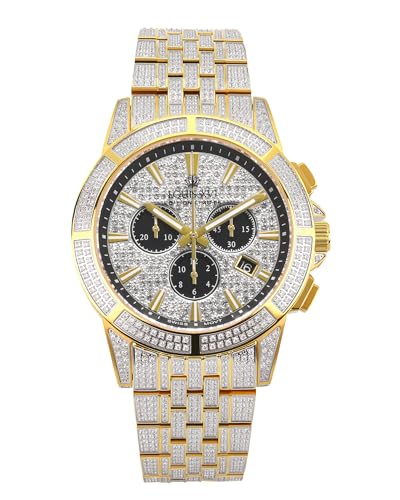 LOUIS XVI Majesté Iced Out 1124 - Ø 43 mm - Herren Uhr - Wasserdicht - Saphirglas - Armband Gold/Silber Iced - Zifferblatt CZ-Diamanten - CH Quarzwerk