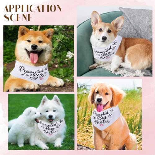 CRASPIRE Promoted to Big Sister Dog Bandana Paw Print Wedding Pet Bandana Washable White Triangle Pet Dog Scarf Engagement Wedding Photo Props Collars Accessories for Pet Dog Lovers Gifts - Image 4