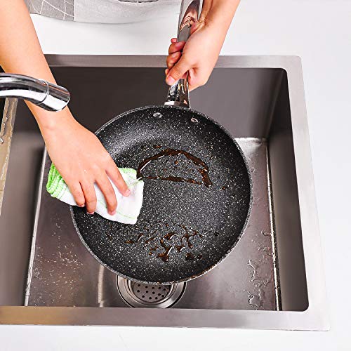 Stainless Steel Opening Skillet, 9.5 inch Nonstick Deep Fry Pan Tri-ply 430 Steel Omelet Pan Frying Pan Dishwasher Safe Oven Safe No-stick Cookware/Gift Box Included