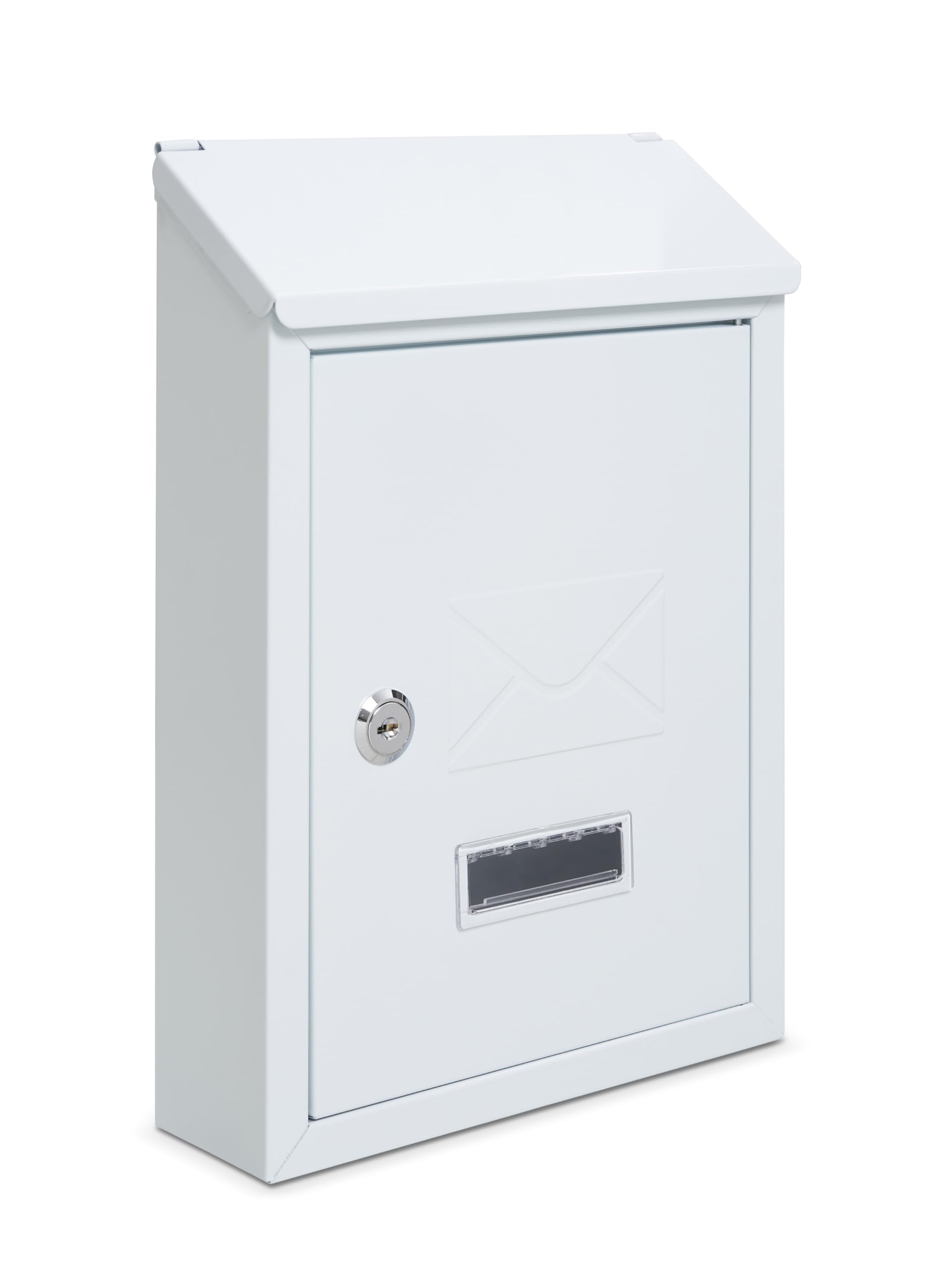 Assorted Collections Wall Mounted Post Box, Lockable Mailbox with 2 Keys, Weatherproof Letterbox, Easy To Install 21x30x7cm (White)