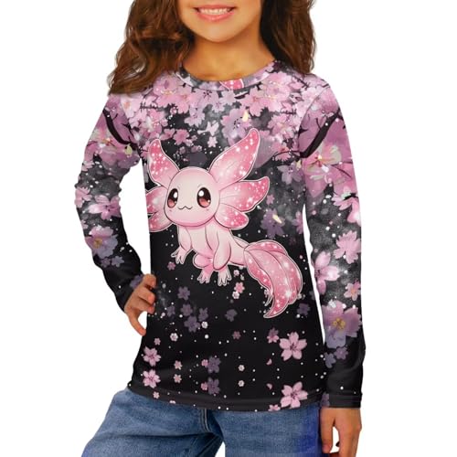 Image of Girls Long Sleeve Shirts Casual Crewneck Soft T-shirts for Girls 3-16 Years Old