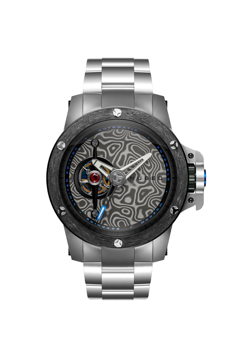 Nubeo Mens 48mm Space Curiosity Evolution Automatic Limited Edition Watch with Silicon Strap NB-6066, Damascus Steel, Curiosity Evolution Automatic Limited Edition (B0CHFKLCQG) Amazon Price History, Amazon Price Tracker