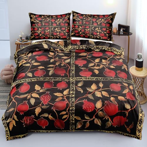 Parure de lit en microfibre de qualité supérieure noire et rouge 200x200 - 2