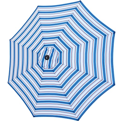 Image of MASTERCANOPY Patio Umbrella 9ft Replacement Canopy for 8 Ribs-Navy Blue Stripe Canopy Only