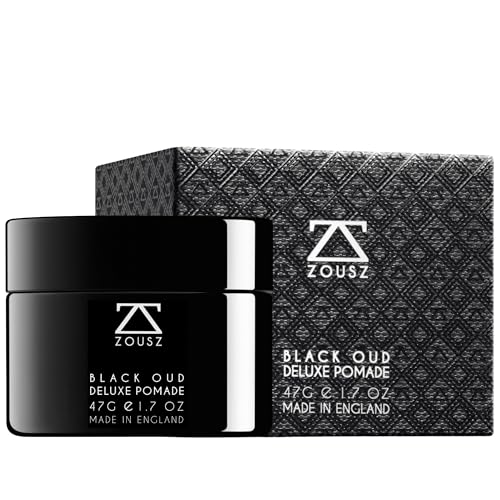ZOUSZ Black Oud Deluxe Pommade pour hommes – Hair Wax enrichie en aloe vera et huile de ricin – Cire coiffante cheveux à tenue forte et brillance pour un fini nourri, maîtrisé et élégant – 47 g