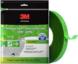 3M, Fita VHB, Dupla-face, Adesivo Transferível, 9,5 mm x 20 m, Transparente, 4910