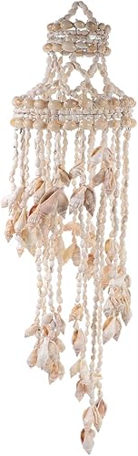 Garneck Carillón de viento de concha de chula natural, campana de viento decorativa para vacaciones, adorno colgante náutico para decoración del