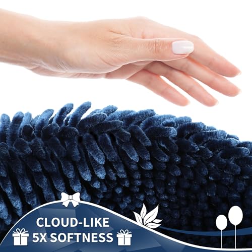 Image of Yimobra Long Bathroom Rugs Runner 60x24 Inch, Extra Thick Soft Absorbent Chenille Bath Mat, Non Slip Machine Washable, Quick Dry Bath Rugs for Bathroom Floor, Tub and Shower, Peacock Blue