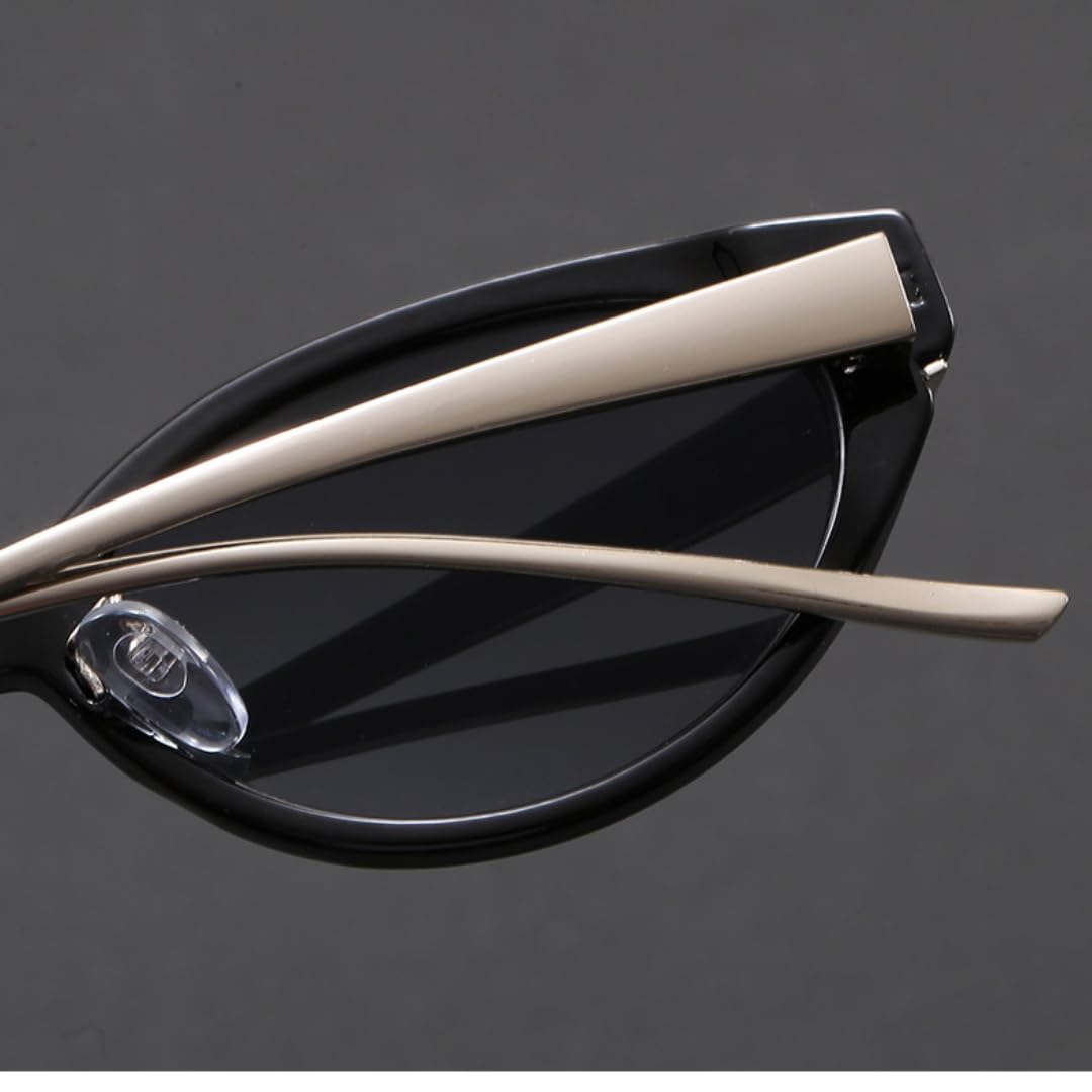 Occhiali da sole cat-eye da donna, stile vintage, ovali, con montatura piccola in metallo, protezione UV, alla moda