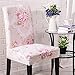 Coprisedie con Schienale, Morbuy Elegante Fiori di Stampa Universale Coprisedia Elastico per Sala Pranzo Hotel Banchetto Lavabile Sfoderabile Party Decor (4 Pezzi,Rosa Romantica)