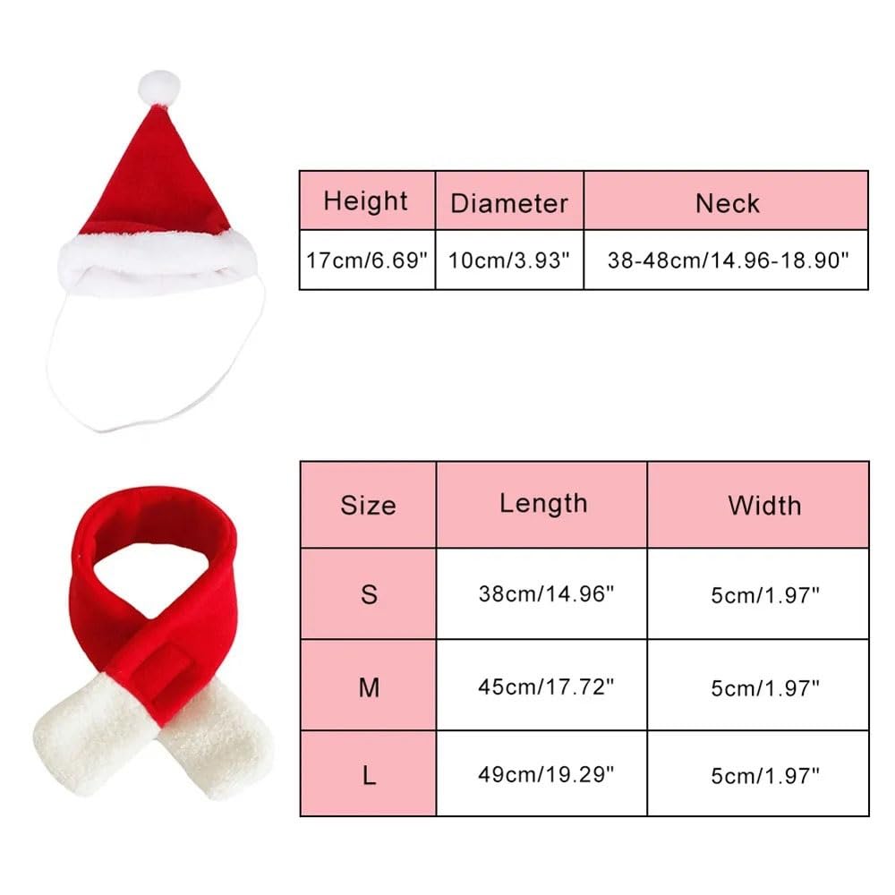 Conjunto De Gorro Navideño For Mascotas, Conjunto De Bufanda Y Gorro Navideño For Gatos, Ropa Navideña For Cachorros Y Perros, Disfraz Navideño De Papá Noel For Mascotas, Conjunto Rojo De Papá Noel De