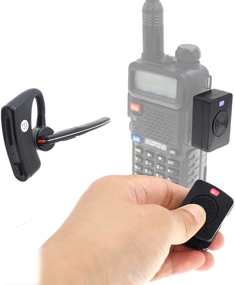 KJD Wireless Handsfree Headsets for Walkie Talkie Bluetooth PTT Earpiece + K Adapter for BF UV-5R UV-82 TYT 2 Way Radio
