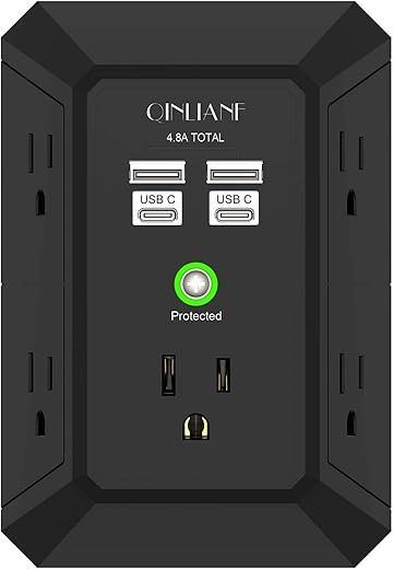 USB Wall Charger, Surge Protector, QINLIANF 5 Outlet&hellip;
