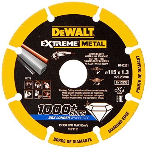 DEWALT DT40251-QZ - Disco Diamantato Taglio Metallo 115x22.23x1.3mm